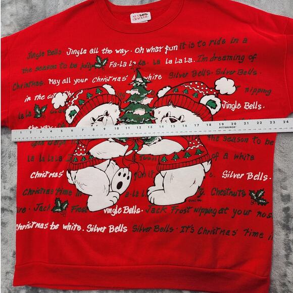 Vintage Nutcracker Sweatshirt Womens M Red Dual-Sided Teddy Bear Christmas Party - Picture 10 of 12
